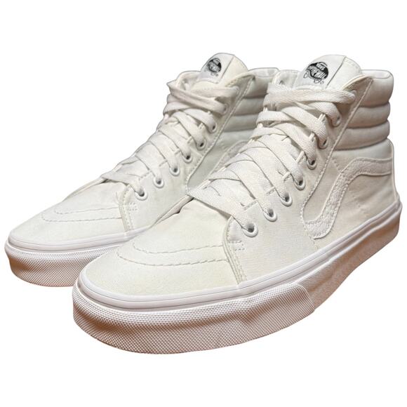 VANS Sk8-Hi Men's 10/W11.5 True White Sneakers Leather Cuff Canvas Skate Shoes - Picture 6 of 16
